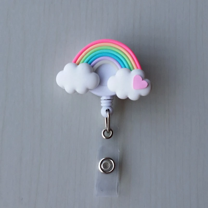 1 шт. Новый каваи мультфильм леденец Радуга выдвижной значок катушка зажим для