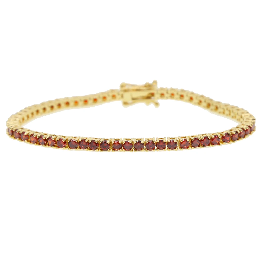 Гранатовый красный CZ Хрустальный Теннисный браслет розовый браслет с цирконом цепи золотые браслеты для женщин Свадебные украшения