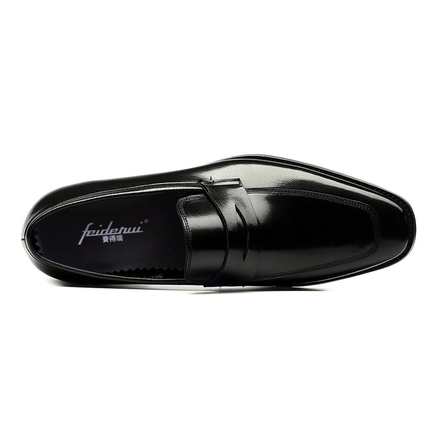 Мужские лоферы из натуральной кожи без застежки с круглым носком|slip on|slip on flatsslip