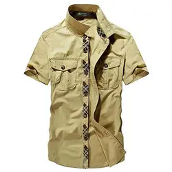 AFS ZDJP летние рубашки с короткими рукавами для мужчин короткие хлопковая рубашка Человек рубашки-милитари Топы корректирующие мужской