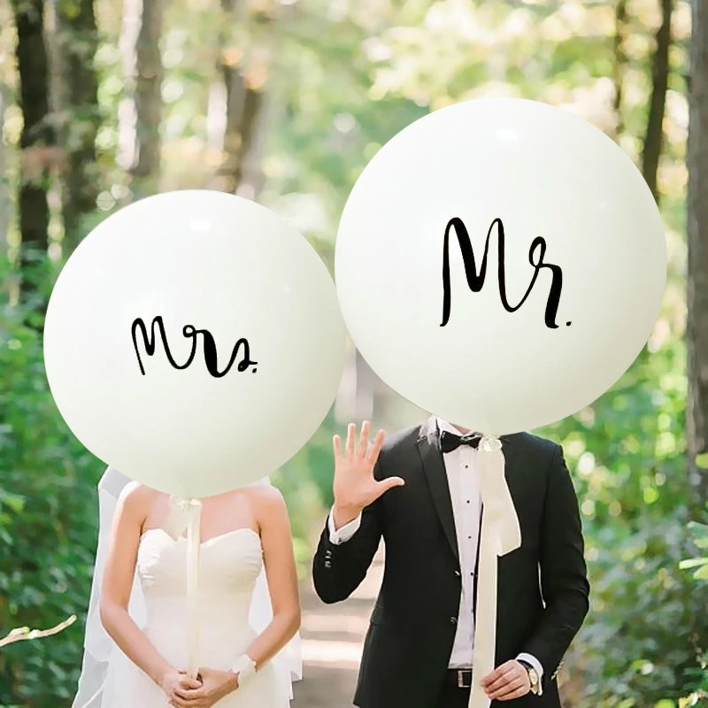 Высокое качество 36 дюймов белый Mr& Mrs латексные воздушные шары только что женатые свадебный душ День Святого Валентина Свадебные украшения Поставки