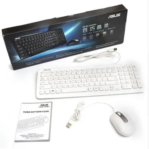 

ASUS KM-100 Keyboard And Mouse Combo Official Use USB Wired Ergonomic Design Arc Shaped Edge Asus Laptop Desktop Esports