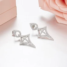 [MeiBaPJ] Мода простой личности AAA циркон гвоздик в форме Креста серьги подлинные 925 стерлингового серебра серьги для женщин