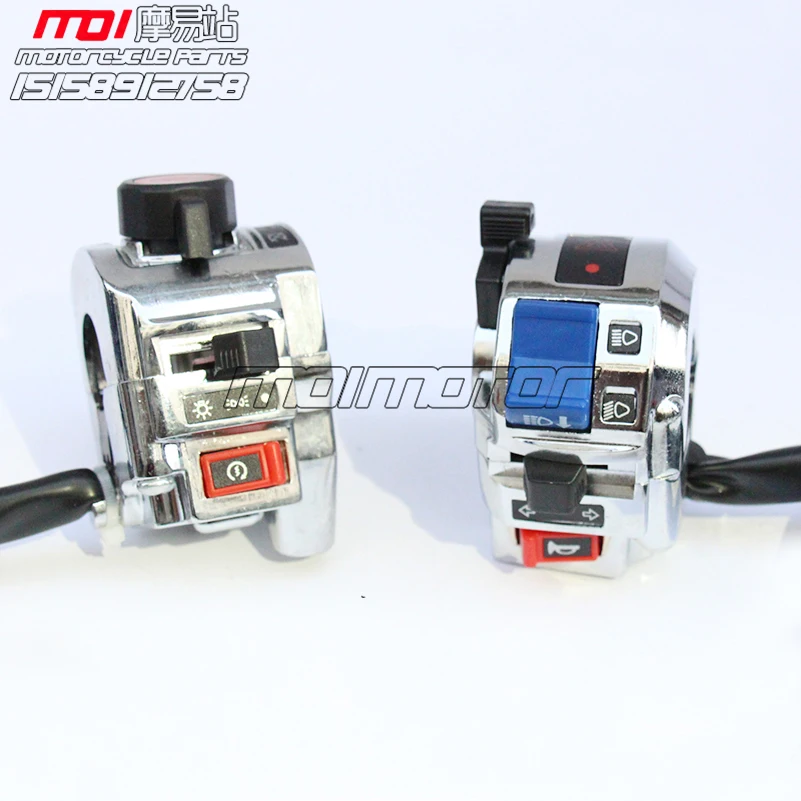 New Cool Chrome Motorcycle Switch Assembly,Motorcyle Power, Light, Turn