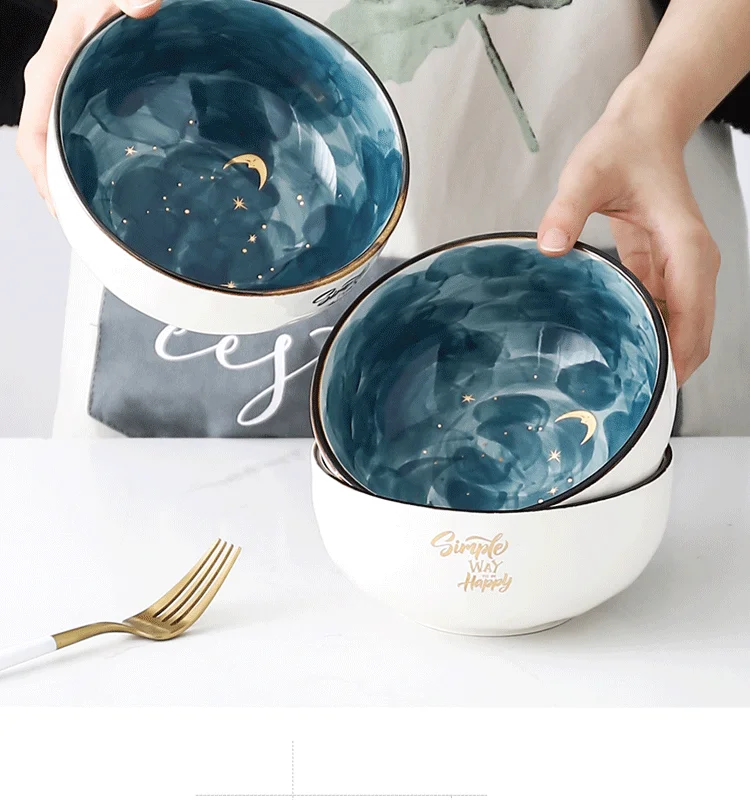 Салатница фарфоровая тарелка японский стиль домашний декор посуда керамические обеденные пиалы суп лапша, рис