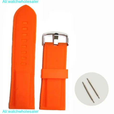 28mm Neon Orange Silicone Jelly Rubber Unisex Watch Band Straps WB1054H28JB