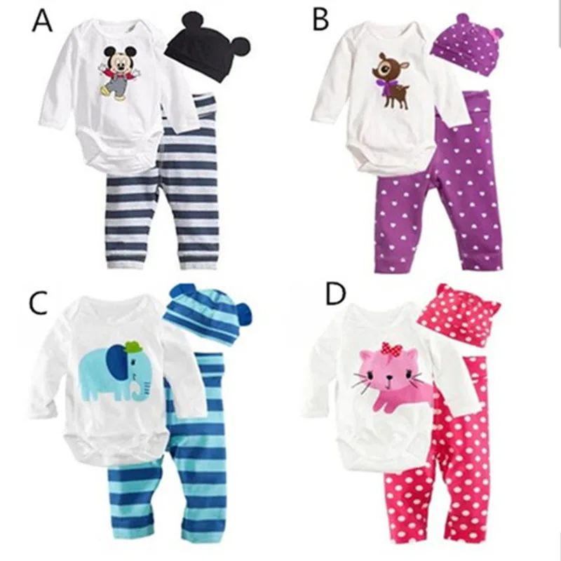 

Baby Boy and Girl Set Newborn Cotton Mickey Hat + Striped Pants for 0-24 Months Tops Set