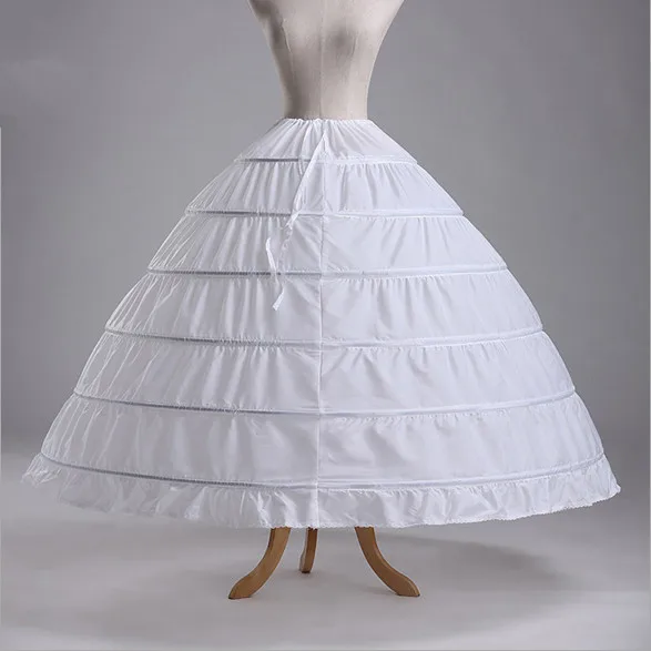 

6 Hoops Ball Gown Underskirt White Petticoats Wholesale Bridal Accessories Crinolines Free Size Wedding/Prom/