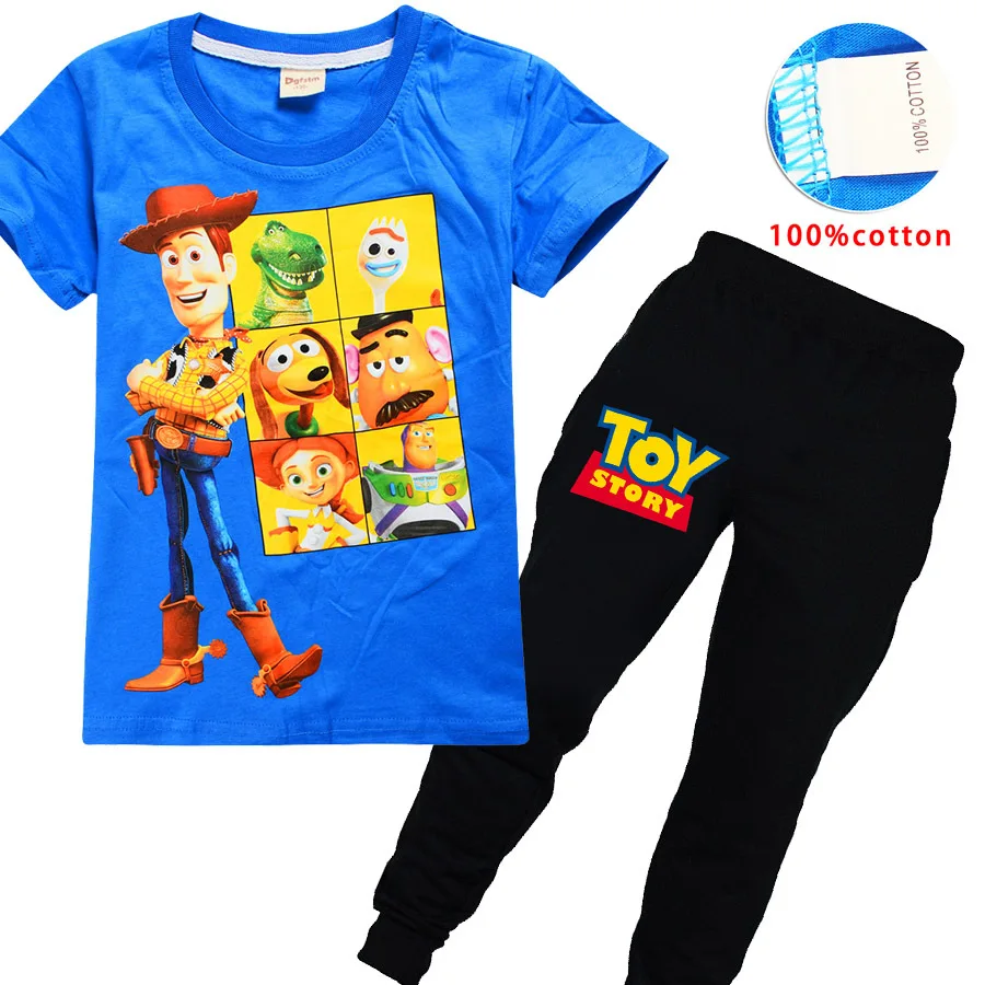 Toy Story 4 Cartoon Cosplay Kids Cotton Clothes Sets Baby Girls Boys Sports Hoodie T-Shirt Pants 2pcs/Sets Casual Tracksuit