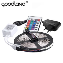 Goodland RGB Светодиодные ленты светильник SMD3528 5 м 300 светодиодный s светодиодный светильник полосы Neon лента ИК-пульт дистанционного управления 12V 2A Мощность адаптер
