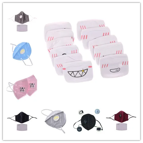 

1PCS Activated Carbon Filter Respirator Mouth-muffle Cute Cotton PM2.5 Anti Haze Mask Breath Valve Anti-dust Mouth Mask