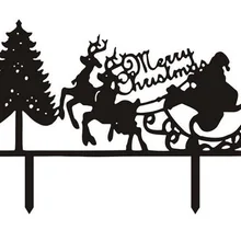 100 шт/партия необычная Рождественская елка дизайн оленя Акриловая Рождественская вставленная карта свадебный торт Топпер украшения для торта для вечеринки