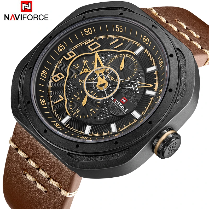 

NAVIFORCE Men Watch Top Luxury Brand Leather Strap Business Quartz Watch Men Military Waterproof Wrist Watch Relogio Masculino