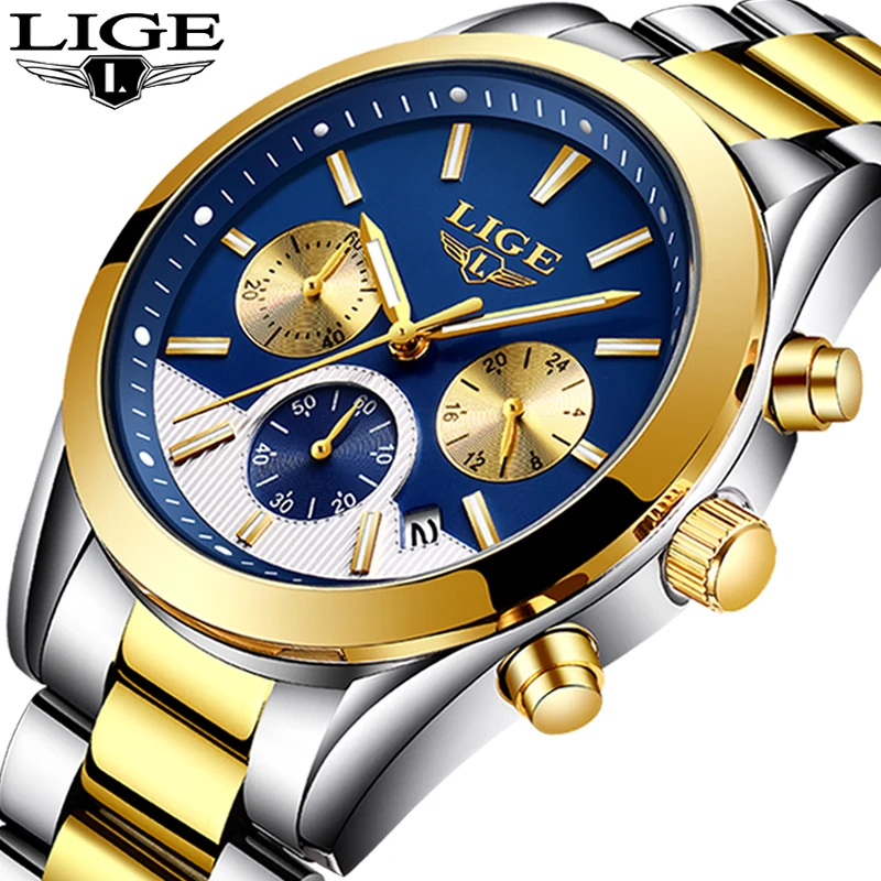 

Mens Watches Top Brand Luxury LIGE Men's Fashion Business Quartz Watch Men Waterproof Full steel Sport Watch Relogio Masculino