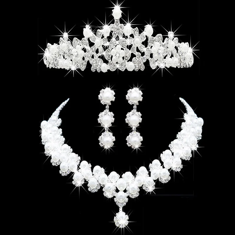 Jóia nupcial tiara colar e brinco conjunto Coroa Tiara de Strass Acessórios Do Casamento Bridal jóias de cristal (14)
