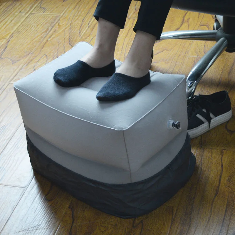 XC USHIO 3 in 1 Adjustable Height Inflatable Flight Cushion Neck Pillow with Cover Travel Airplane Train Car Footrest Two Valves (13)