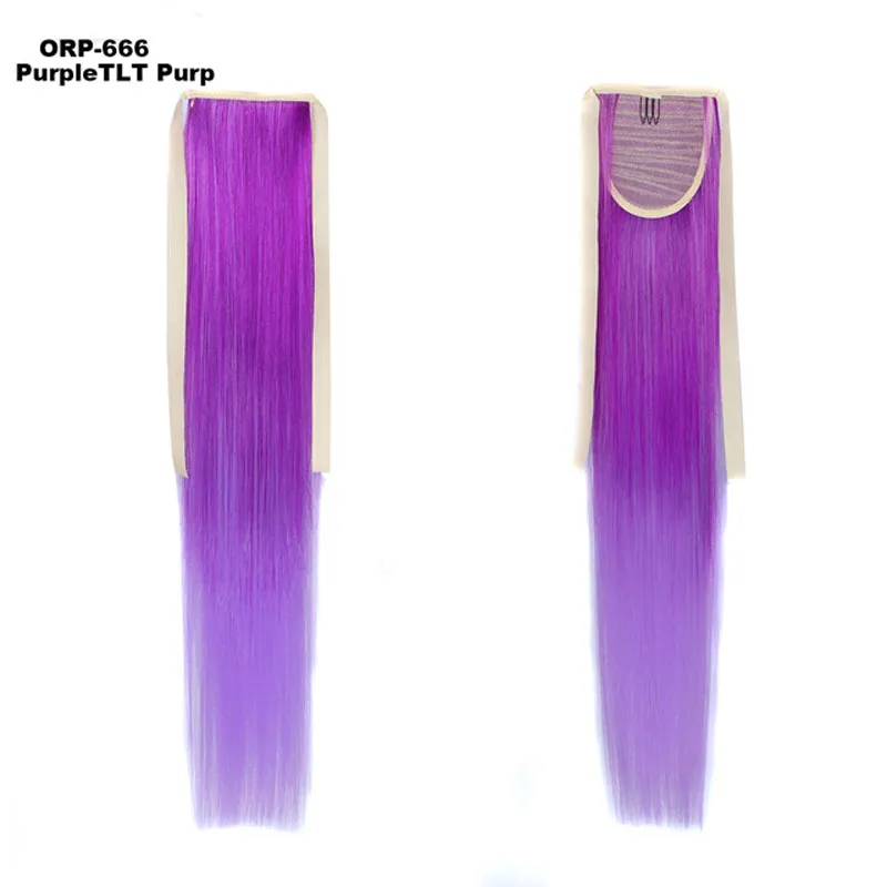 Jeedou лента конский хвост волосы для наращивания прямые волосы Радужный Омбре цвет 24 дюйма 60 см 80 г синтетические натуральные черные розовые конские хвосты - Цвет: PurpleTLTpurp