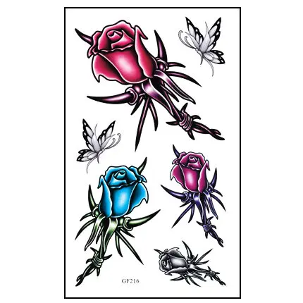 Акварель цветок временная татуировка непромокаемая Временная цветок татуировки наклейка татуировка в форме листа для женщин поддельные боди-арт - Цвет: GF216