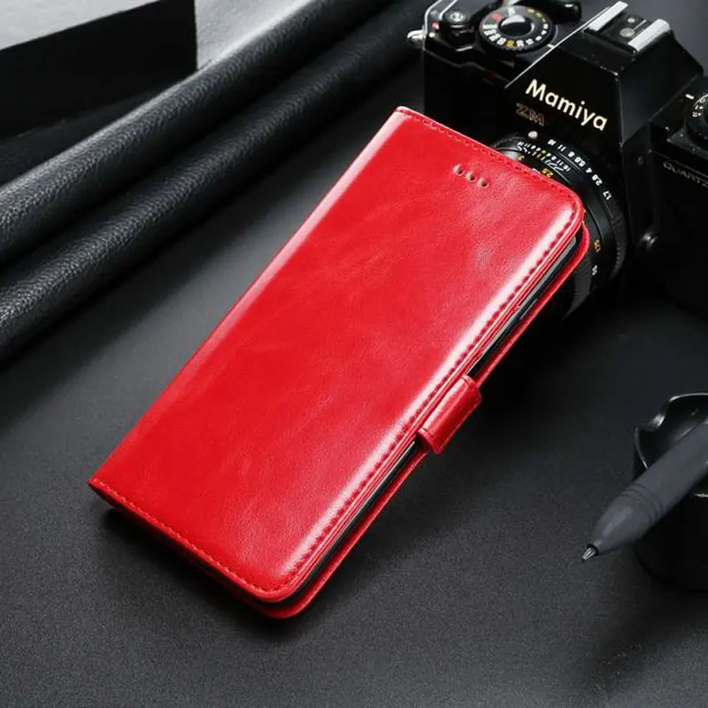 Red Роскошные Crazy Horse Флип кожаный бумажник чехол для iPhone X XR XS Макс 5 5S SE 6 6 S 7 8 Plus Multi держатель для карт задняя крышка - Цвет: Red