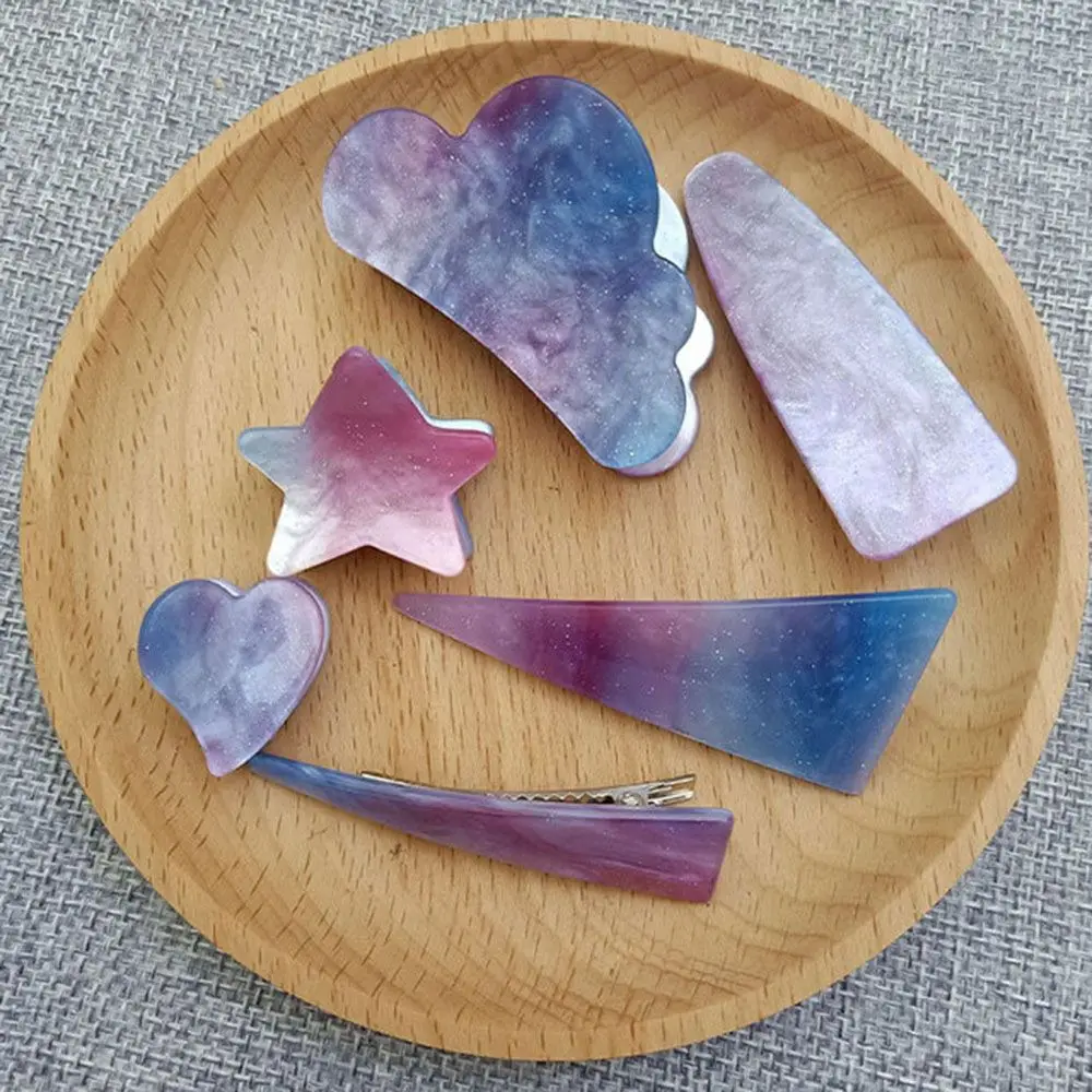 

New Women Girls Cute Acetate Starry Colorful Geometric Hair Clips Hairpins Hair Claws Barrettes Headbands Hair Accessories