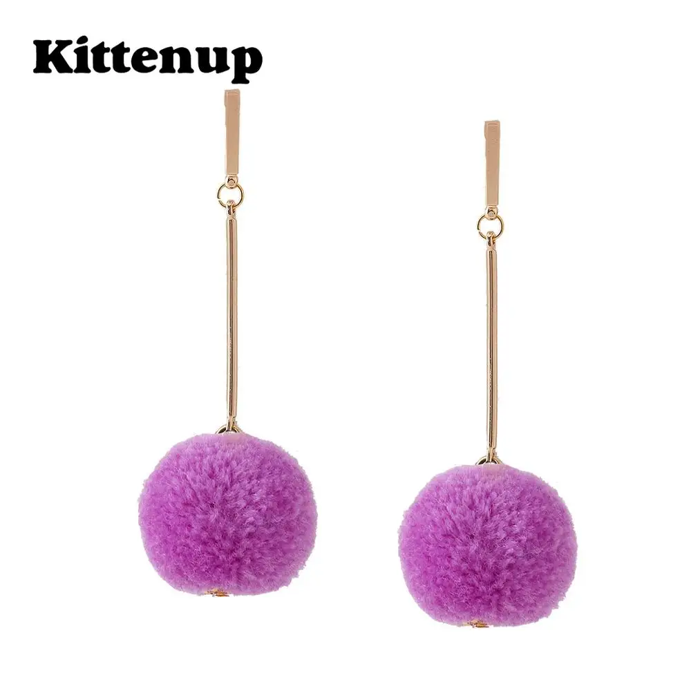 Kittenup 5 цветов pom мяч Серьги Симпатичные хлопковые шары серьги для Для женщин