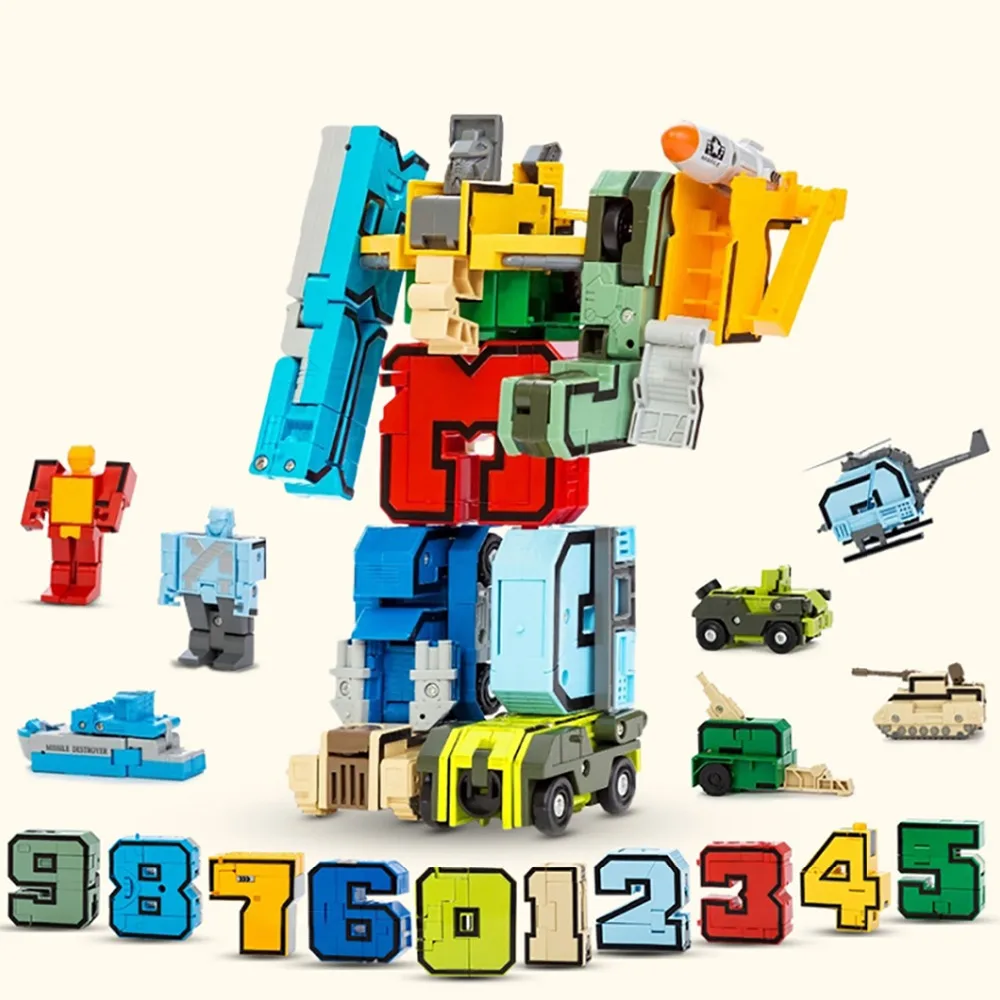 15PCS Transformation Robot Assembling Building Blocks Number Deformation Robot Educational Action font b Figure b font