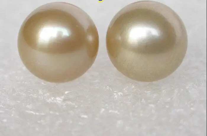 

Hot selling free shipping******** GENUINE 9MM ROUND CHAMPAGNE SOUTH SEA PEARL EARRING 14K SOLID