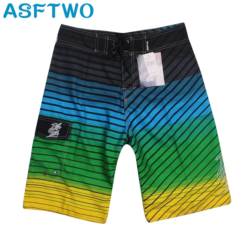 ASFTWO быстросохнущие пляжные шорты, полосатые шорты для серфинга, серые повседневные пляжные шорты для мужчин