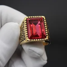 

Fashion Red Yellow Green Blue Zircon Inoxidable Thomas Sabor Titanium Gold Ring Men Gothic Punk Mens Rings Wedding Anniversary