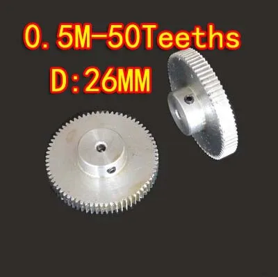 

2pcs wholesale 0.5M-50Teeths aluminum alloy precision small modulus spur gear-Hole d:3mm