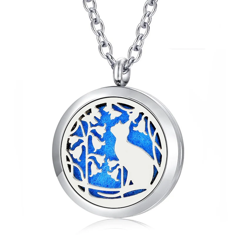

30mm czech crystals essential oil diffuser necklace hot sale magnetic 316L stainless steel aromatherapy pendant with chain