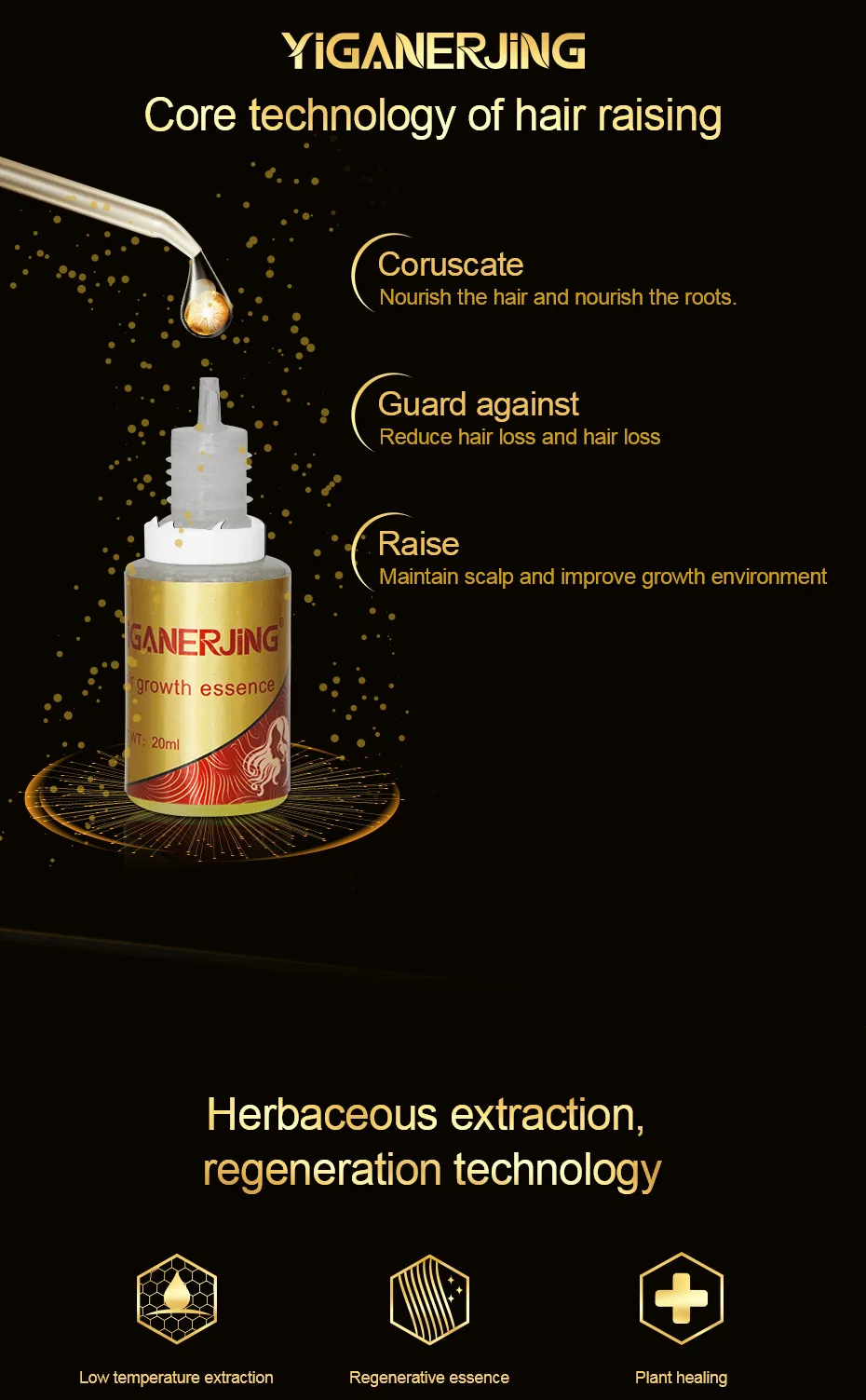 Hot Sale 20ml Hair Care Growth Oils Essence Hair Loss Liquid Treatment Dense Fast Hair Care Serum