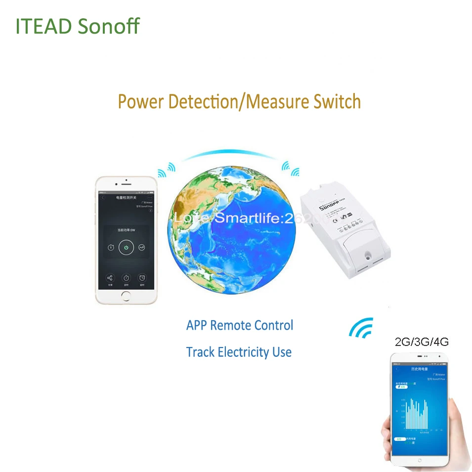 Itead Sonoff Pow Wireless Intelligent Automation Module Switch WiFi Smart Home Remote Power Consumption Measurement 16A 3500W-2