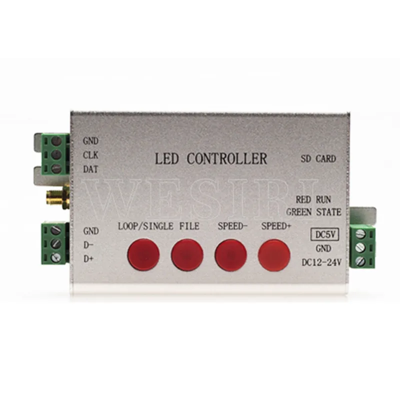 H806SB светодиодный sd-карта WiFi-SPI контроллер Макс 2048 пикселей светодиодный контроль поддержка WS2811/WS2812B/UCS1903/SK6812/LPD8806/APA102/WS2801