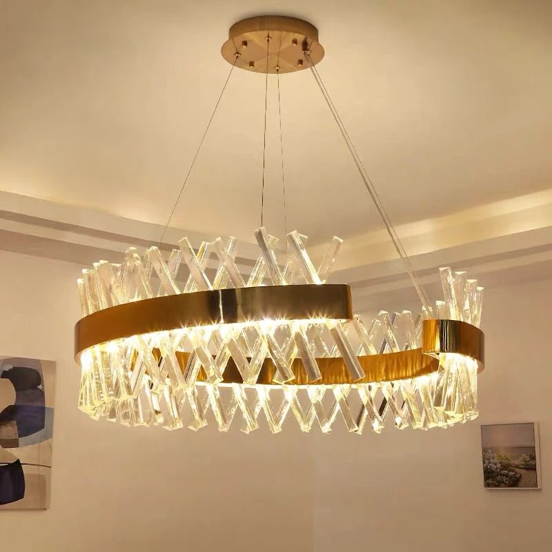 

Modern crystal chandelier lighting luxury dinning room living room lights Gold LED lamp