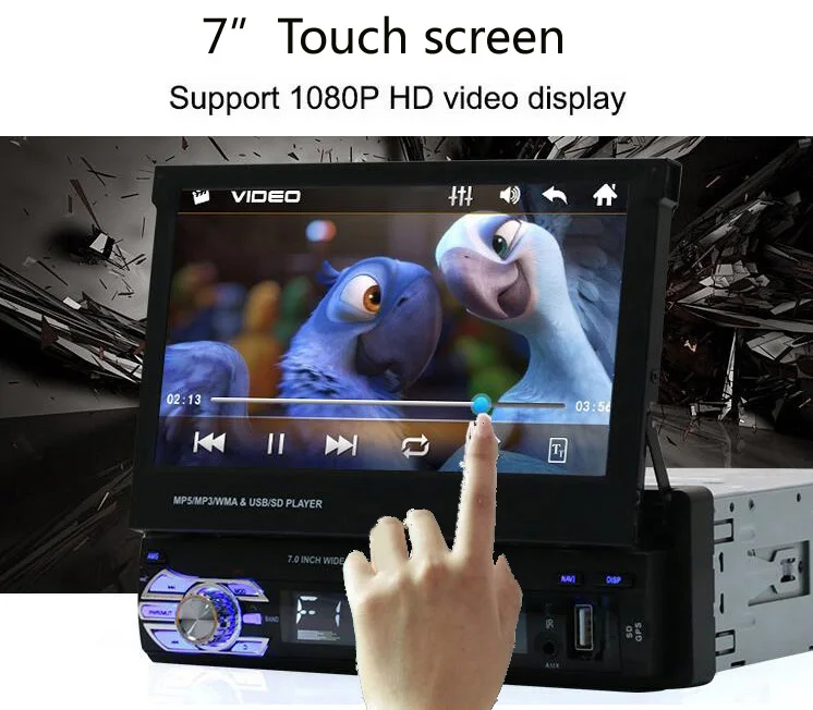 Top 7" 1 Din Car DVD Player GPS Navigation Universal In-dash Detachable Front Panel Auto Radio Audio Stereo 1Din 3
