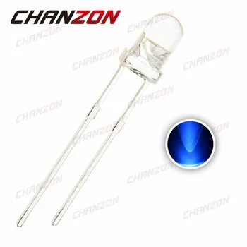 CHANZON 100pcs Clear Lens 3 mm LED Blue 3mm Transparent Round Ultra Bright Light-Emitting Diode Light Lamp Through Hole 3V 20mA