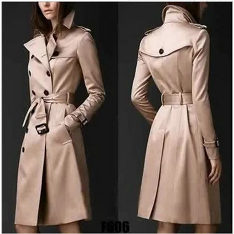 

European station 2019 spring new windbreaker European and American trend double-breasted slim long trench coat women