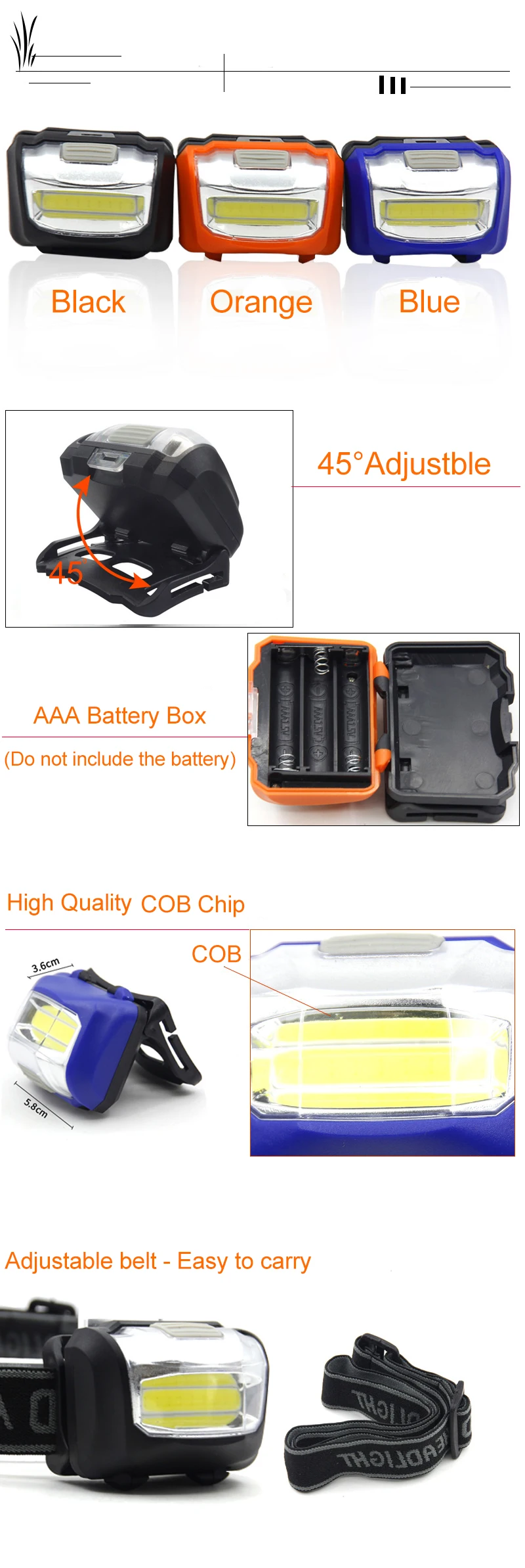 3 COB Headlamp LED Fishing Head Lamp Head Torch Head Flashlight Headlight Fishing Lights Camping Outdoor Lighting Lampe Frontale