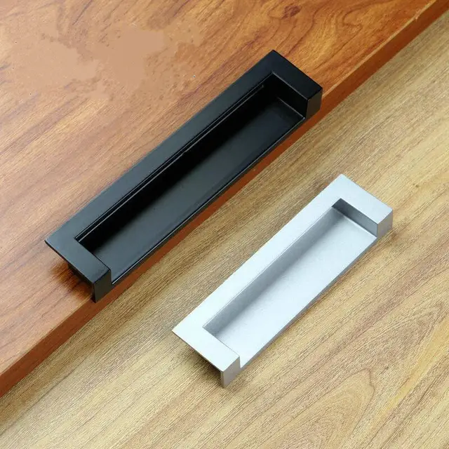 New Zinc Alloy Furniture Drawer Handles Wardrobe Sliding Recessed