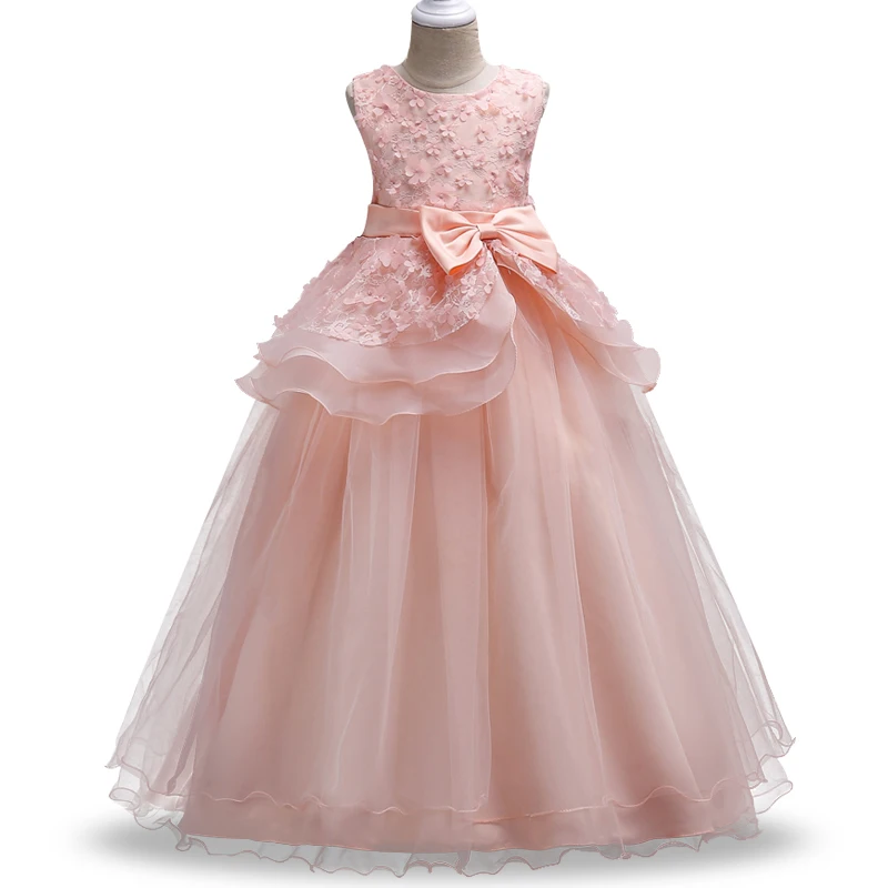

Teenage birthday Party dress 2017 New Flower Girl Dress elegant Princess Wedding Pageant Formal Dress Lace Petals Dress