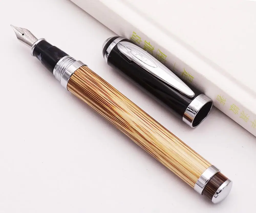 Duke 552 Executive Fountain Pen Natural Golden Stripe Bamboo Medium Nib Advanced Chrome Plating for Office Business School Gift medium pet animal veterinary orthopedic implant advanced locking plate surgical instrument products equipment