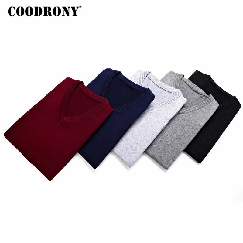 COODRONY свитер Мужская одежда 2018 осень зима теплый кашемир шерсть тянуть Homme Классический Повседневный v-образный вырез без рукавов жилет свитера 126 - изображение