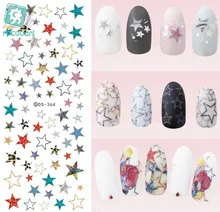 Rocooart DS364 Water Transfer Nails Art Sticker 2017 Year Fantacy Colorful Five-pointed star Nail Wrap Sticker Manicura stickers