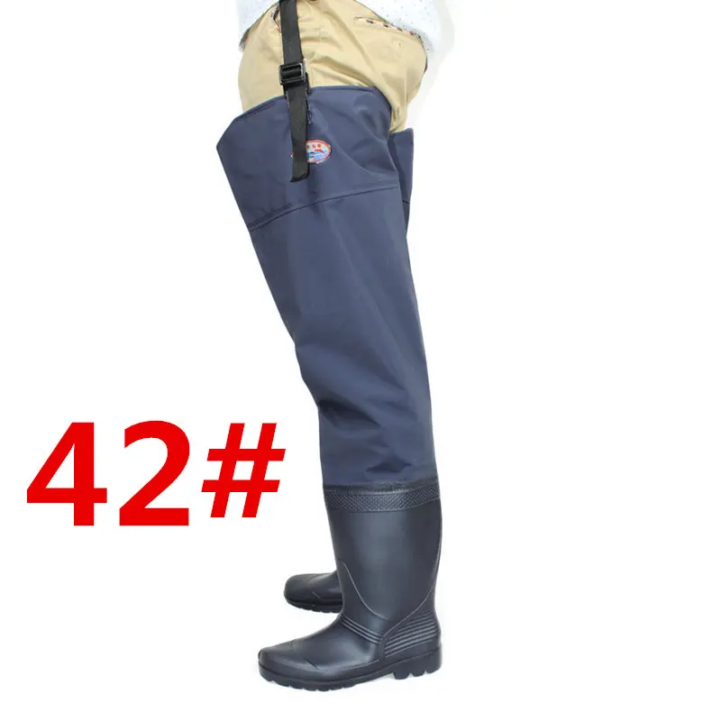 Унисекс плюс 46# рыбацкие болотные ноги брюки супер большие синтетические кожаные сапоги утолщенная подошва цельные рыбацкие болотные ноги брюки - Цвет: 42
