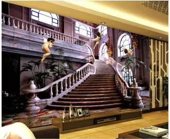 

Custom photo 3d wallpaper Non-woven mural European Angel stairs tv background painting 3d wall murals wallpaper for living room