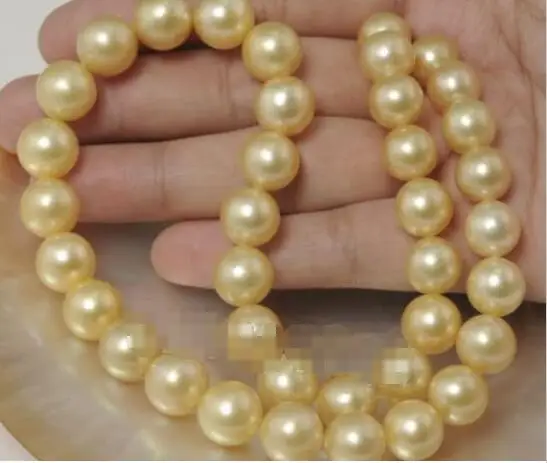 

Hot sale new Style >>>>> HUGE AAA 17" 10-11MM SOUTH SEA GOLD PEARL NECKLACE 14K