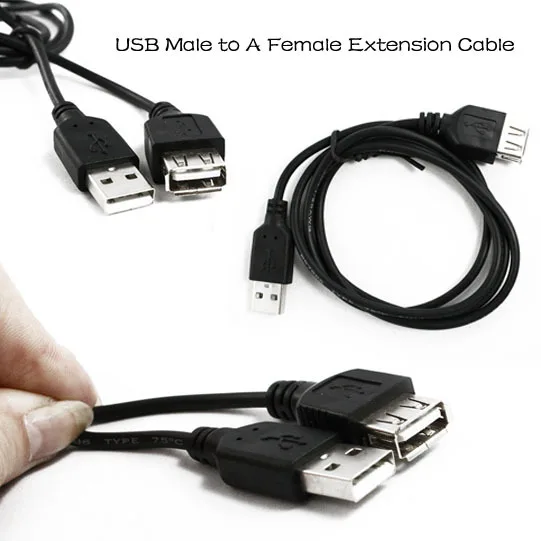10pcs/lost USB 2.0 Male to Female Extension Extend Cable Cord 60cm