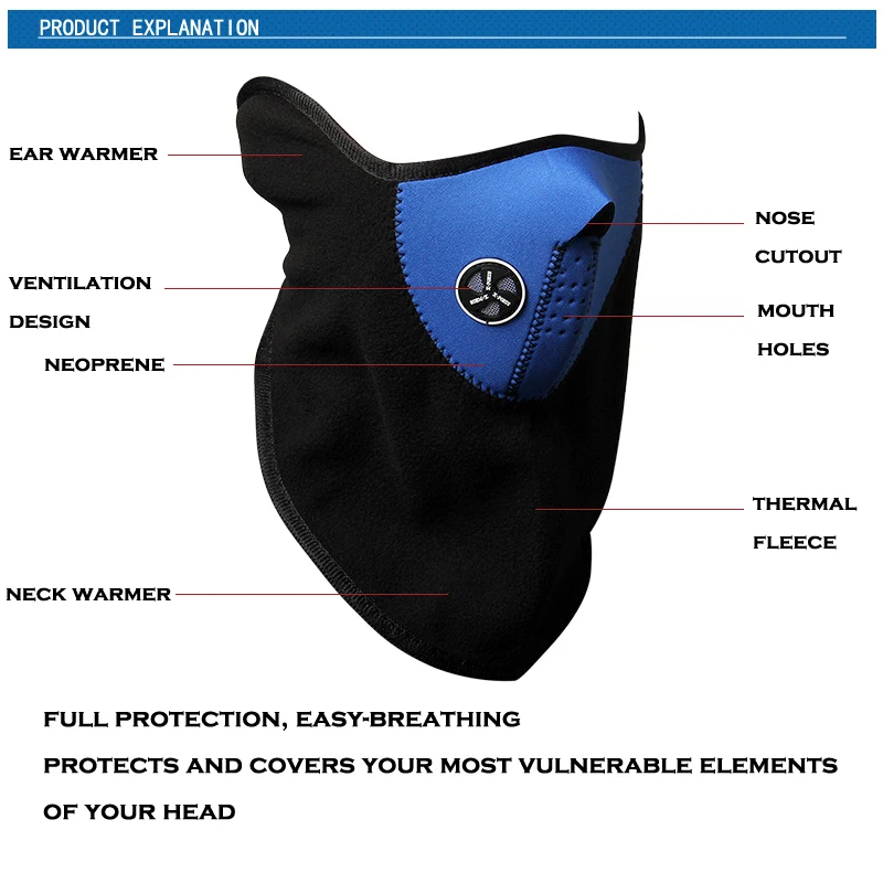 Helix маска Балаклава Easy-дыхание теплый ветрозащитный цвет: черный, синий красный для Мотоцикл Велосипед Лыжный спорт Сноуборд CS