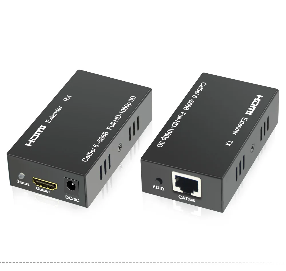 Baratos 50m HD 1080P HD HDMI Extender RJ45 1x1 divisor HDMI emisor y receptor de cable HDMI con Cat6 RJ45 cable ethernet para PC TV HD60A